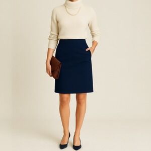 Fabiana Filippi | Italian Navy Blue Midi Skirt Size L Old Money Capsule Wardrobe